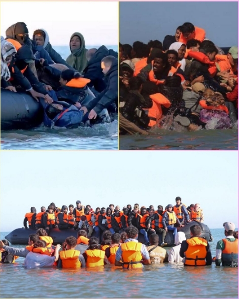 A major international air and sea rescue operation was launched in the English Channel this morning after the engine of an overcrowded migrant vessel caught fire, plunging over 150 people into the water.