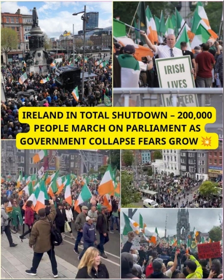IRELAND IN TOTAL SHUTDOWN – 200,000 PEOPLE MARCH ON PARLIAMENT AS GOVERNMENT COLLAPSE FEARS GROW  Ireland is entering one of the most intense moments in its modern history.